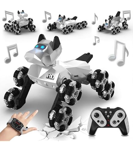 Amazon.com: Aprilwolf 8WD Gesture Sensing Stunt Robot Dog RC Car