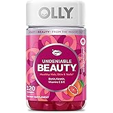 OLLY Undeniable Beauty Gummy, for Healthy Hair, Skin & Nails,* Biotin, Vitamins C & E, Keratin, Chewable Supplement, Grapefruit Flavored, 60 Day Supply - 120 Count