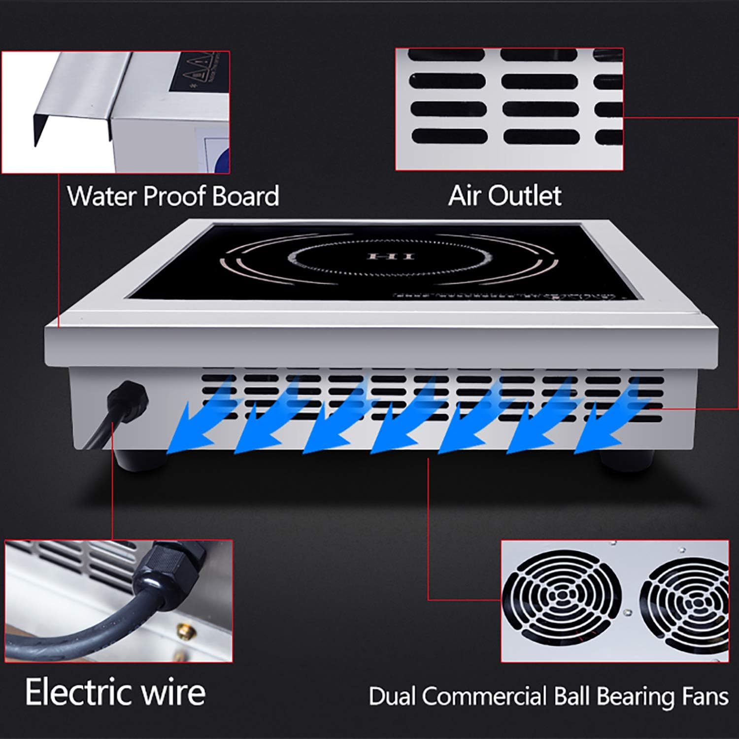 LKZAIY 3500W / 220v Induction Cooktop Portable Commercial Induction Cooker Stove Electric Countertop Burner Hot Plate for Cooking with Digital Display Panel & Touch Button (Single Burner): Kitchen & Dining