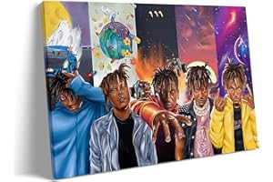 B.B.F MAKE Juice WRLD Canvas Wall Art Evolution Collage Wall Decor Vibrant Rapper Print Poster, Inspirational Music Aesthetic Picture Artwork for Bedroom Game Room Living Room Bar Studio Decor, Framed 8x10inch