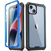Poetic Guardian Case Compatible with iPhone 14 Plus 6.7 Inch, [20FT Mil-Grade Drop Tested] Full-Body Shockproof Protective Rugged Clear Cover Case with Built-in Screen Protector, Blue/Clear