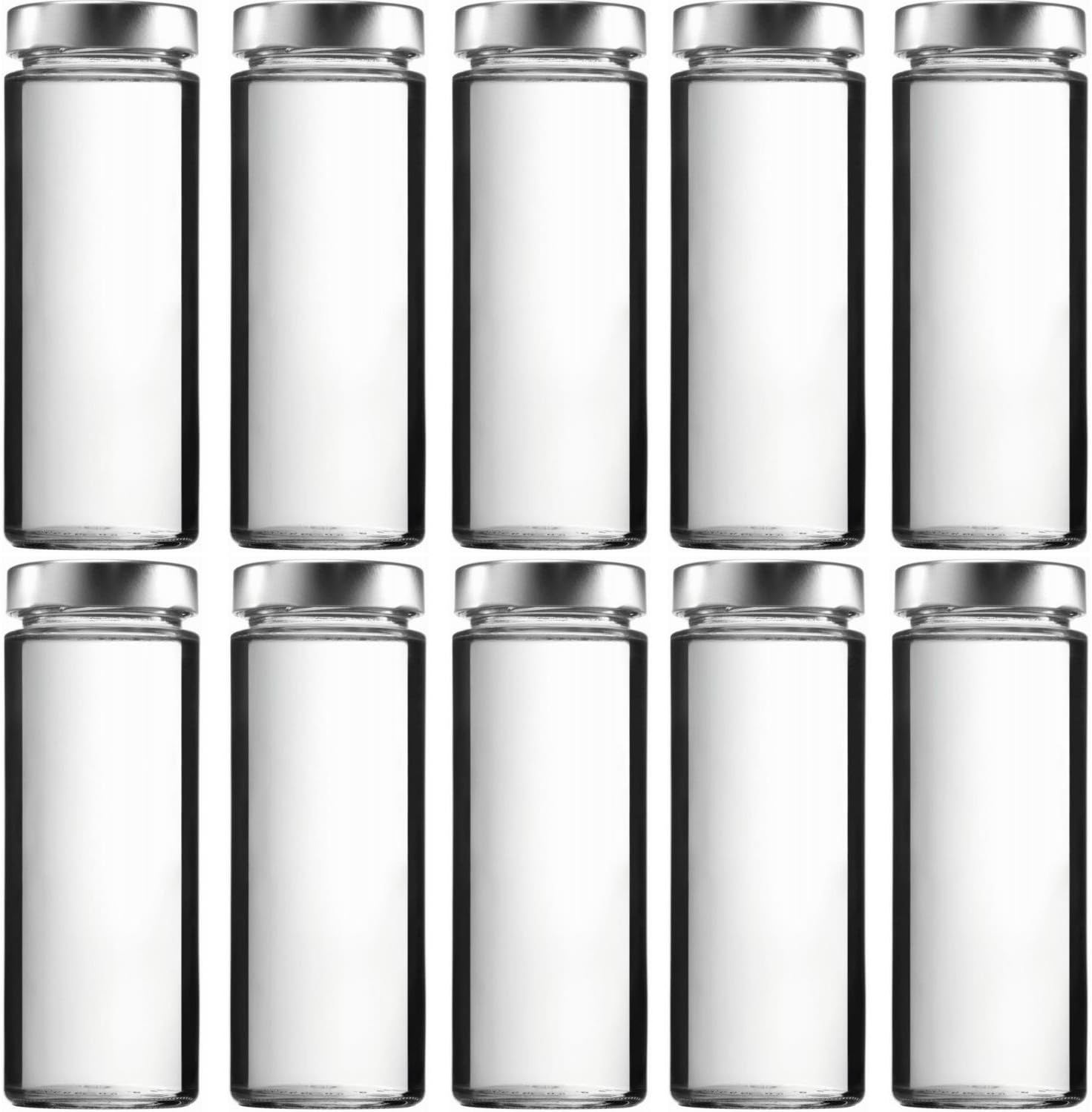mikken 10 x Smoothie Bottle 380ml Glass Bottles with PVC Free Screw Cap with Funnel
