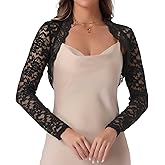Allegra K Floral Lace Bolero Shrug for Women Elegant Long Sleeve Sheer Cropped Lace Cardigan