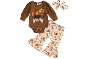 Rourufy St Patricks Day Baby Girl Outfit Newborn Ribbed Shamrock Onesie Flare Pants Set Romper Bell Bottoms Spring Clothes