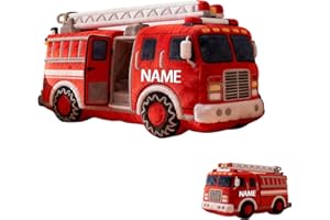 SweetJECCU Personalized Fire-Truck Shaped Pillow, Custom Name 3D Vehicles Throw Pillow, Fire-Truck Stuffed Animal Decorative 