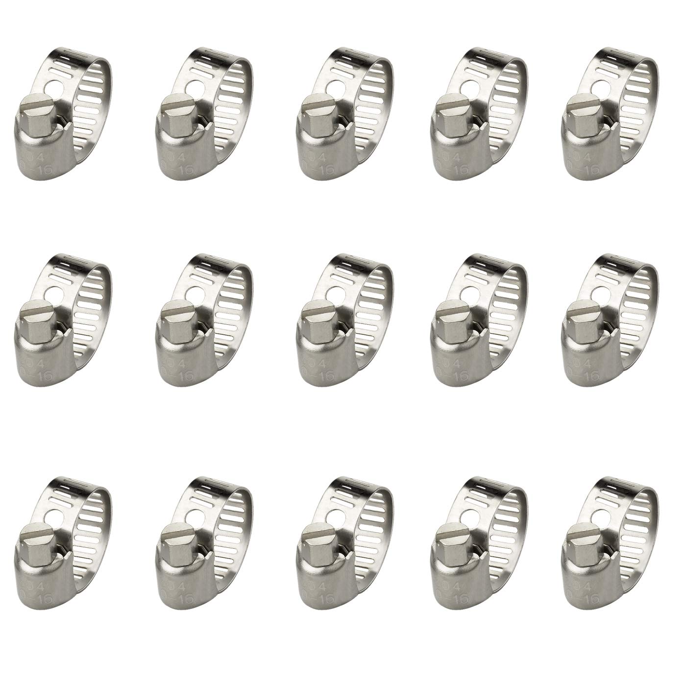 Hose Clips Adjustable Stainless Steel Hose Clamps Worm Drive Pipes Hose Clamps Clips,15 Pack (10-16 mm)