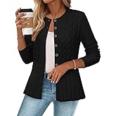 MEROKEETY Women's Cable Knit Peplum Cardigan Sweaters 2026 Trendy Fall Open Front Button Down Soft Knitted Coat