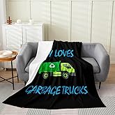 Feelyou Garbage Trucks Fleece Throw Blanket Throw 50"x60" Kids Cartoon Car Flannel Blanket Plush Fuzzy for Sofa Couch Boys Girls Teens Balck All Season