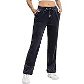 TACVASEN Women's Velour Pants Soft Velvet Sweatpants Warm Straight Leg Lounge Pants with Pockets Athletic Casual