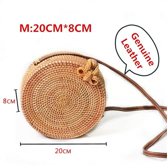 Isogea Handtasche Runde Stroh Taschen Frauen Sommer Rattan Tasche Handmade Woven Strand Umhängetasche Kreis Böhmen Handtasche