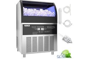 GSEICE Commercial Ice Maker Machine - 300lbs Ready in 24Hrs - Under Counter Stainless Steel Ice Machine - Self Cleaning - with 70lbs Ice Storage Capacity - Freestanding Industrial Ice Maker