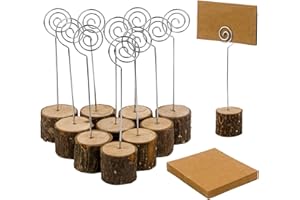 LepoHome 20 Pcs Wood Place Card Holders, Rustic Wood Table Number Holders Stands and 30 Pcs Kraft Place Cards, Wooden Name Cards Photo Holders for Wedding Party Sign Food Cards Label