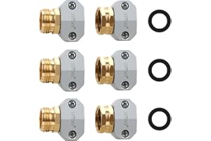 STYDDI Garden Hose Repair Connector Fitting, Aluminum Mender Female and Male Hose End Connector with Zinc Clamp, Fit 5/8-Inch and 3/4-Inch Garden Hose, 3 Sets