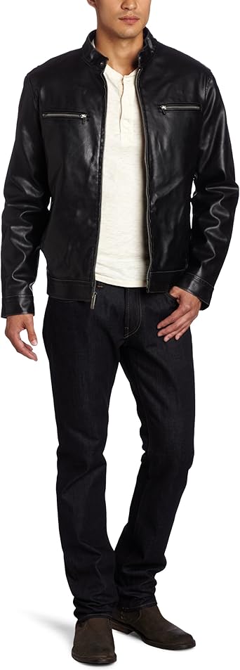 Kenneth Cole Men's Moto Jacket, Black, Small at Amazon Menâs Clothing store: Faux Leather 