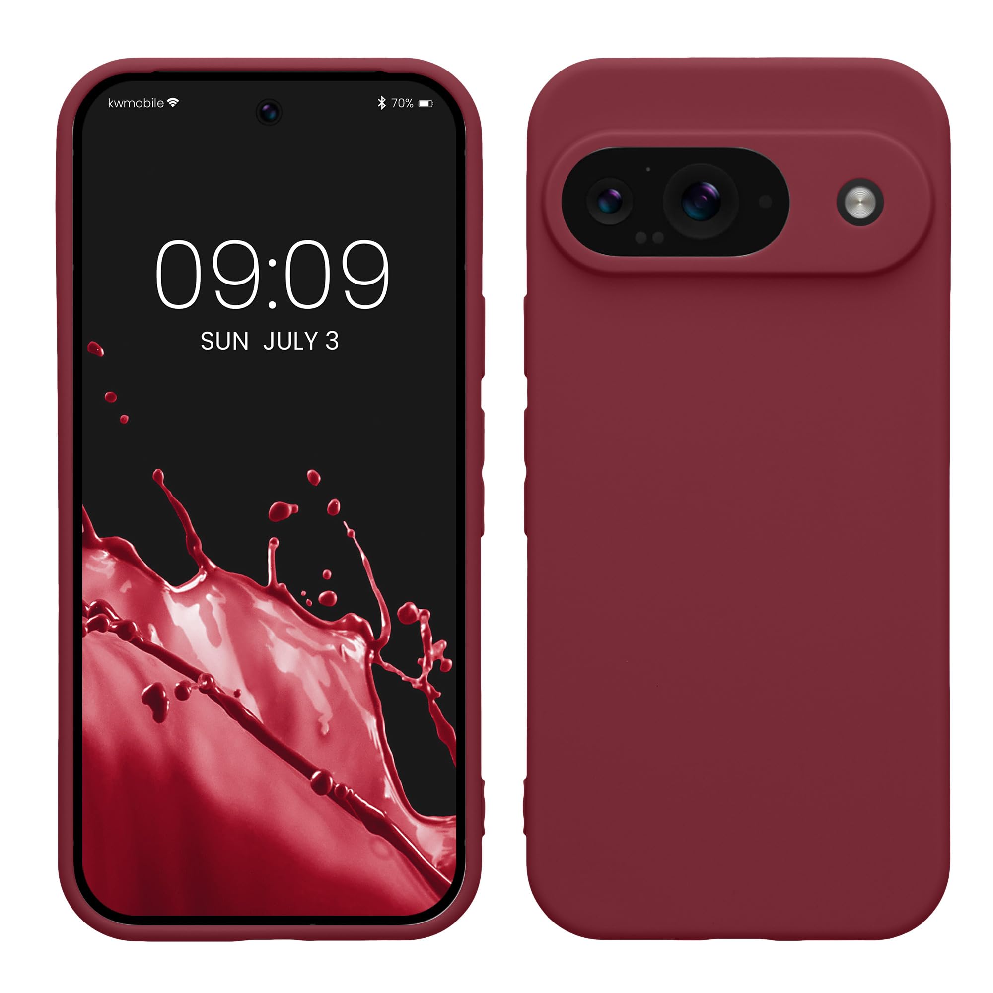 kwmobile Case for Google Pixel 9 Case - Protective Slim TPU Phone Cover - Soft Matte Finish - Bordeaux Violet — image 1