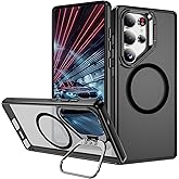 Hitaoyou Magnetic Shockproof for Samsung Galaxy S25 Ultra Case,Transparent Matte Built-in Metal Camera Kickstand Compatible with Magsafe Protective Slim Case for for Galaxy S25 Ultra 6.9"