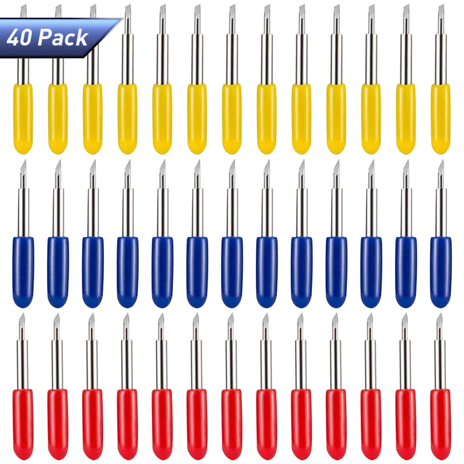 40PCS Replacement Cutting Blades Compatible with Cricut Explore Air 2/Air 3/Maker/Maker 3/Expression - 20PCS Standard, 10PCS Fine Point, 10PCS Deep Point Blades