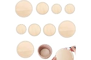 9 Pcs Wooden Crochet Basket Base Set, Round Bag Bottoms with Pre-Punched Holes, 3 Sizes for DIY Crochet Baskets, Bags, Placem