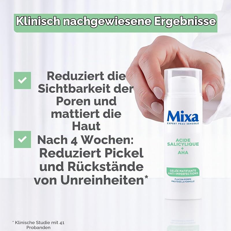 - Mattierendes Gel gegen Unreinheiten mit Salicylsäure + AHA – fettige Haut und Akne – Talgkontrolle – leichte und erfrischende Sorbet-Textur – Antioxidans-Pumpenflasche – 50 ml
