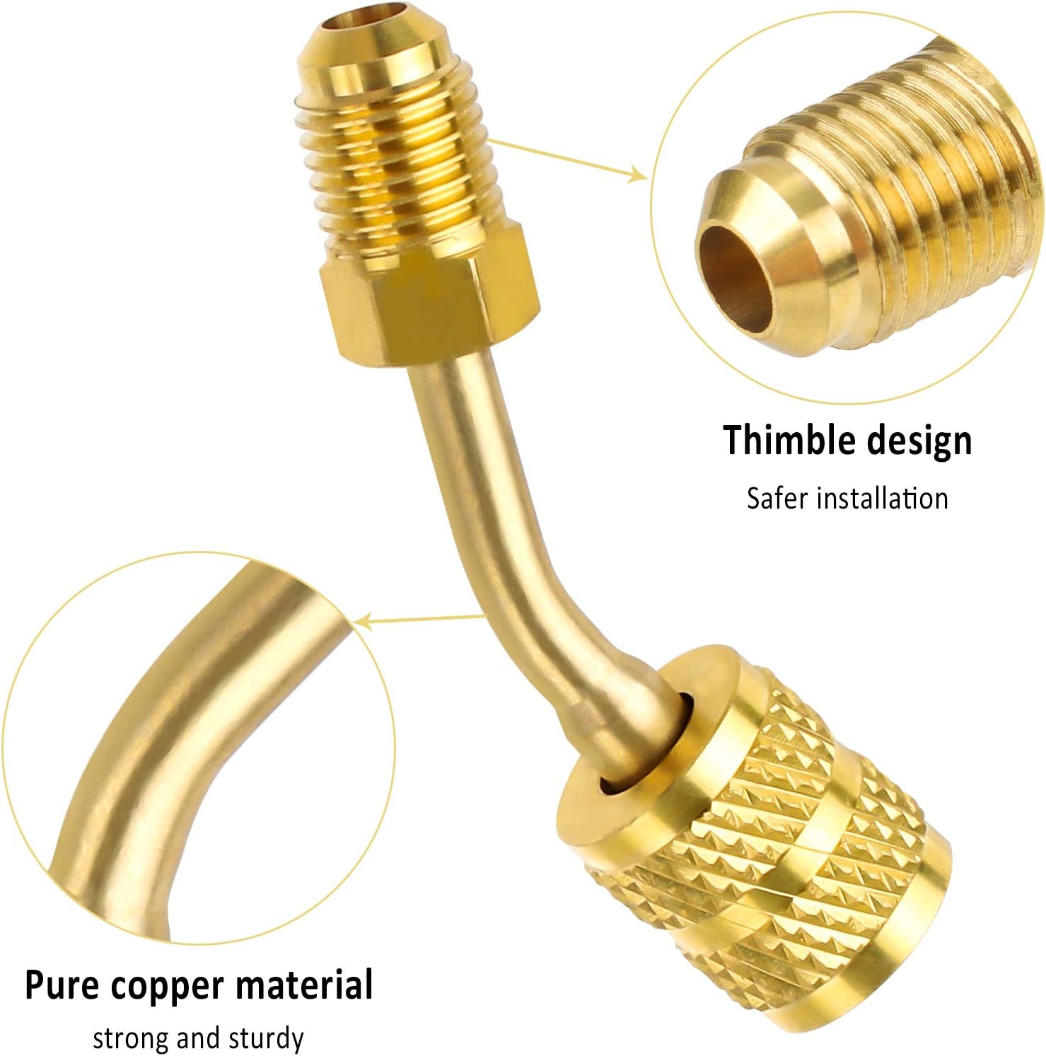 Jubaopen 4PCS R410a Adapter Air Conditioning Adapter Brass Mini