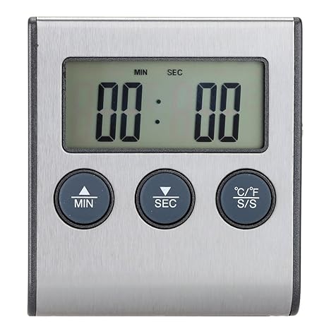 ShoppingLane Digital Thermometer with Probe Timer Timing and Alarm Function for Cooking