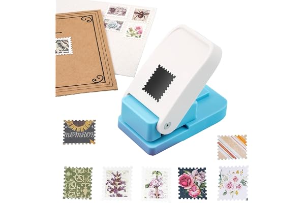BAOFALI 1X0.8inch Rectangular Postage Stamp Punch, Scalloped Rectangle Lever Action Craft Punch for Paper Crafting Scrapbooki