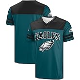 FOCO NFL Men's Officially Licensed Primary Logo Team Color Wordmark Game Day V-Neck Football Top