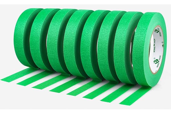BOMEI PACK Green Tape 18mm x 55yds, 8rolls Green Painters Masking Tape for General Painting