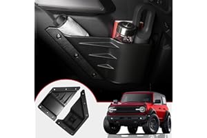 Mabett Front Door Storage Pockets for Ford Bronco Accessories 2021 2022 2023 2024 2025, Side Door Organizer Box fit Bronco 2/4-Door, Insert Cup Holder(2PCS)