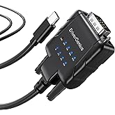 DriverGenius SerialPulseX USB-C to Serial RS232 DB9 Adapter with 9 x LED Indicators - Prolific PL2303GC - Compatible with Win