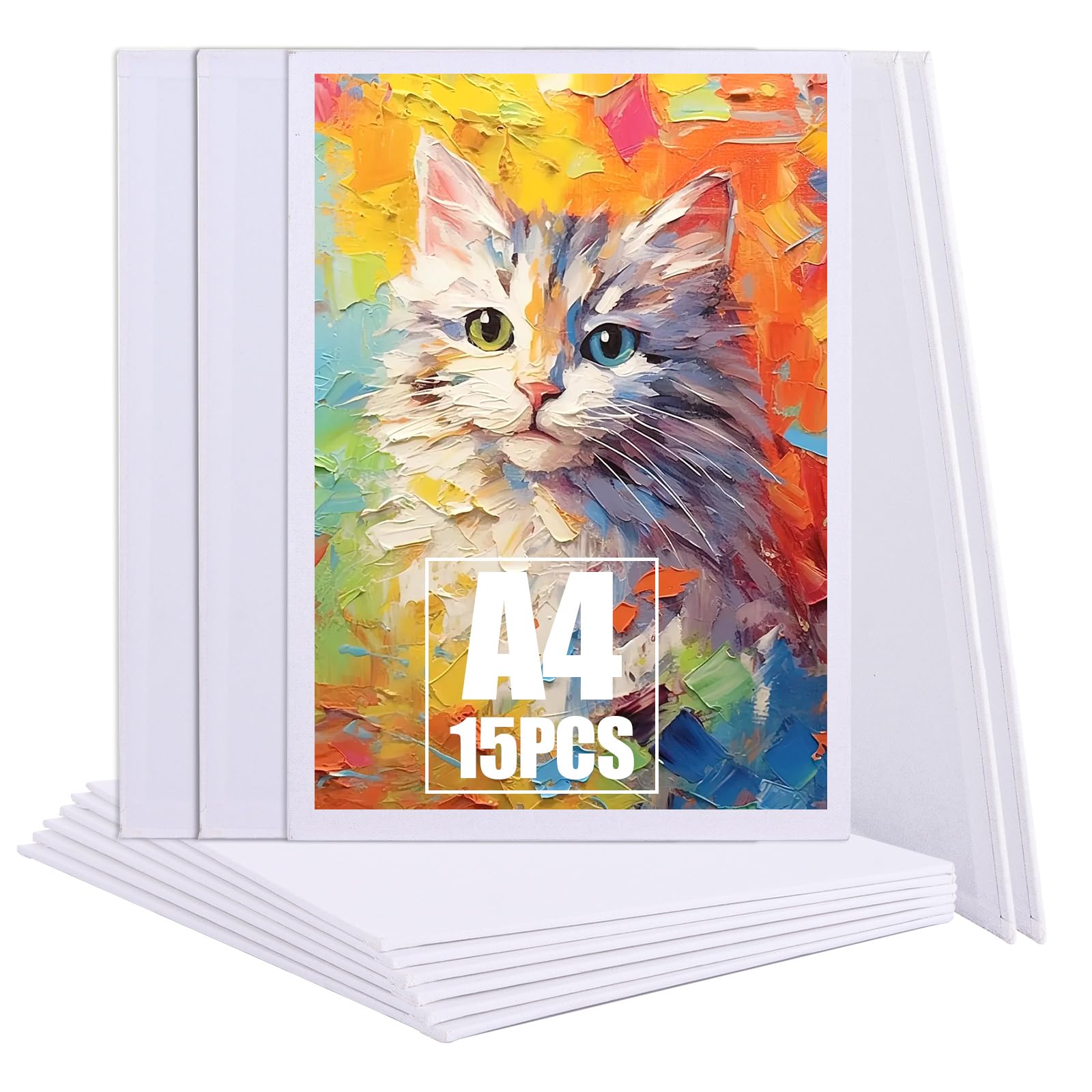 APACALI 15PCS Blank Canvas 21 x 30cm, A4 Canvas for Painting, Blank Canvases for Art, Canvases Boards for Painting, Sketching, Drawing, 3mm Thickness, White