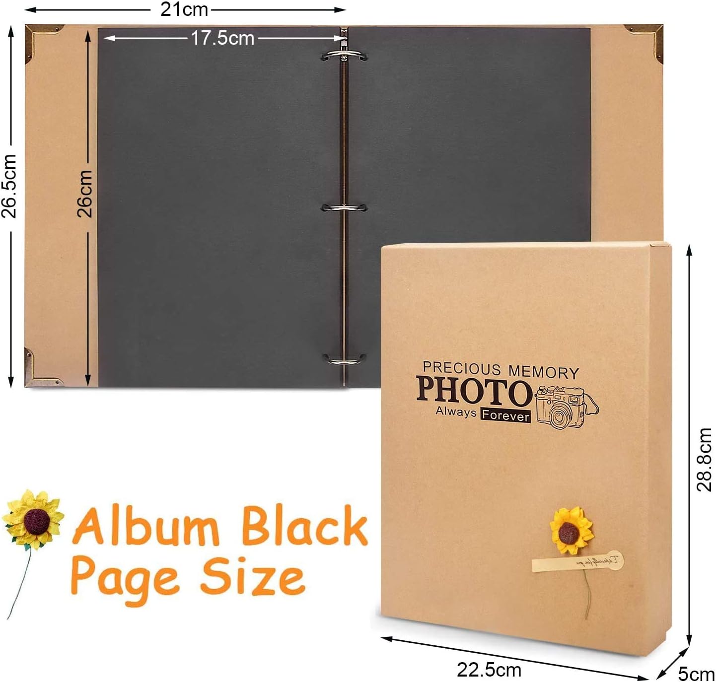 DIY Scrapbook Photo Album 8.5 x 11 Inch, Adkwse Hardcover 60 Pages Black Scrapbook Paper with Scrapbooking Kits Suitable for Anniversary, Travelling, Family, Graduation Gift