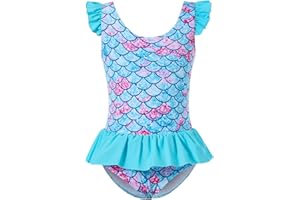 Vieille Toddler Little Girls One Piece Swimsuits Ruffles Bathing Suits Mermaid Dinosaur Swimwear 2-7T