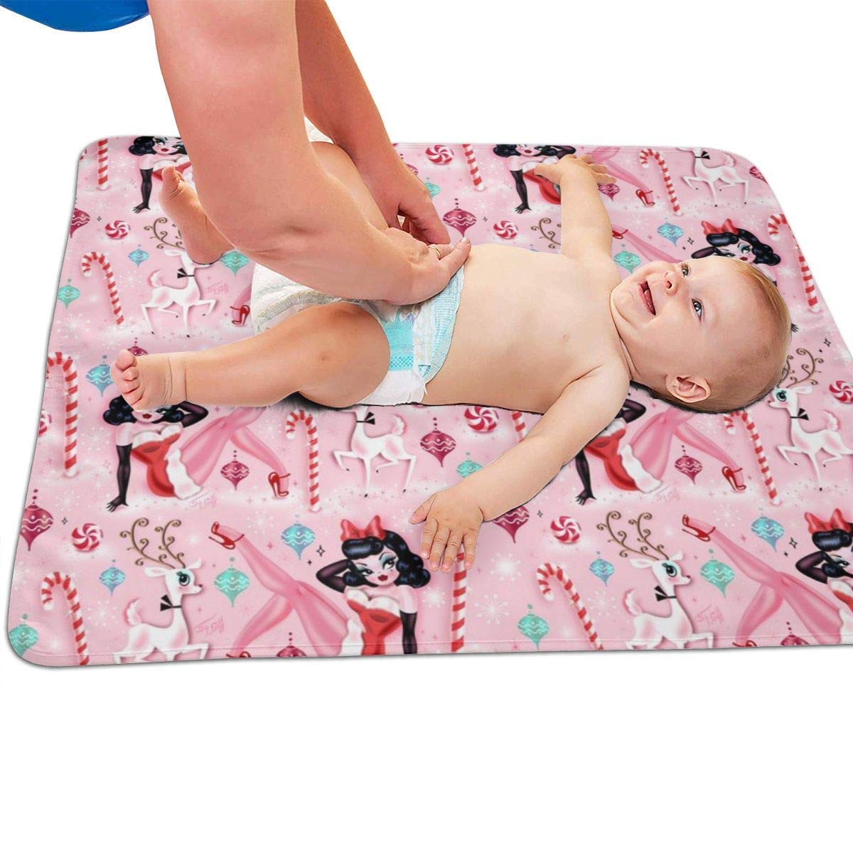 Kotdeqay Christmas Pinup Doll Diaper Changing Pads for Baby Toddler Children and Adults 31.5 X