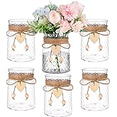 Bud Vase Set of 6 Vases Clear Plastic Small Bud Vases for Flowers Centerpieces Ribbed Vases in Bulk for Wedding Table Decorations Living Room Decorative Home Decor Housewarming Gifts