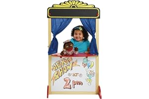 Excellerations Free-Standing Dramatic Play Puppet Theater with Dry Erase Panel and Curtains, Educational Toy, Pretend Play, Preschool