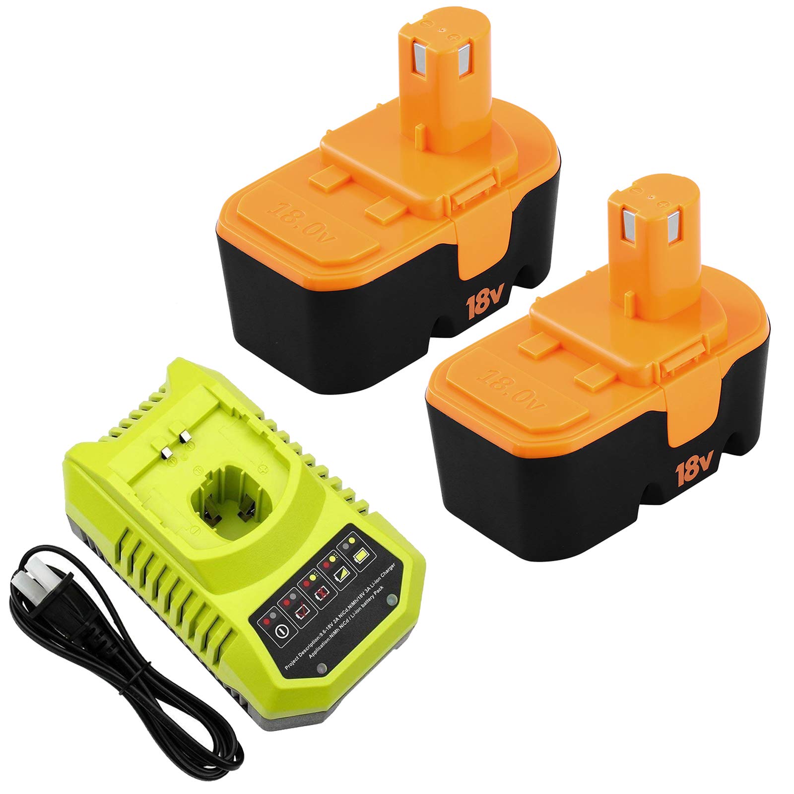 Fhybat 18V 3.6Ah Battery and Charger Replacement for Ryobi One+ ABP1801 P100 P102 P104 P105 P101 Hig