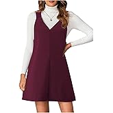 Milumia Women V Neck Corduroy Overall Dress 2025 Fall Mini Pinafore Jumper Dress