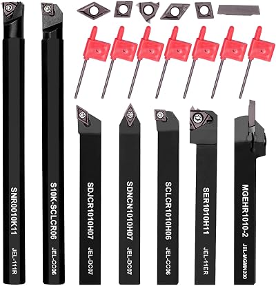 Donken Lathe Turning Tool Set 10mm Shank 7 Pieces Carbide Inserts