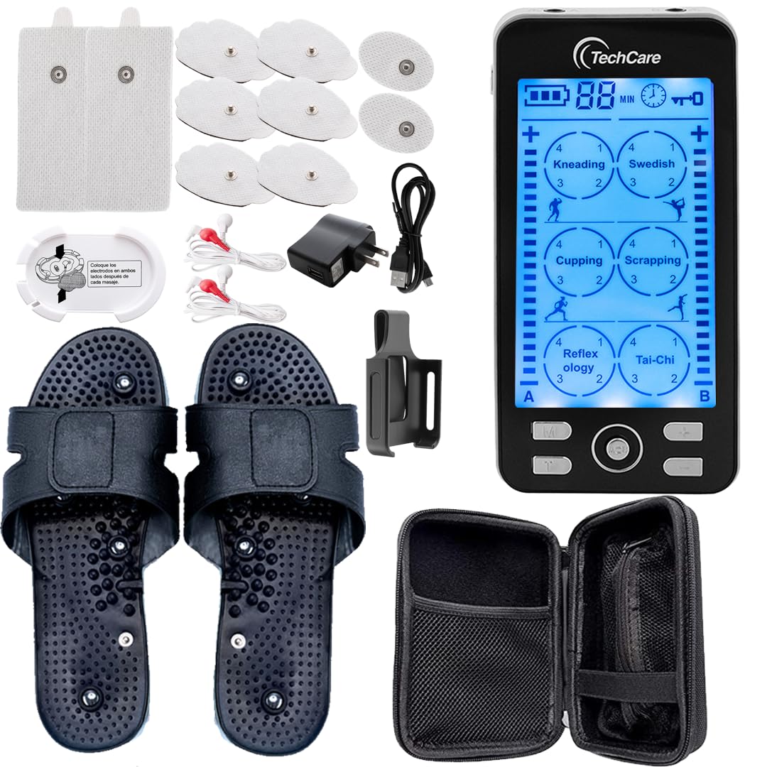 Photo 1 of Tens Unit Muscle Stimulator 24 Modes EMS Pulse Massager Machine Device Neck Back Leg Shoulder Pain Relief with Reflexology Slippers + EVA Travel Case