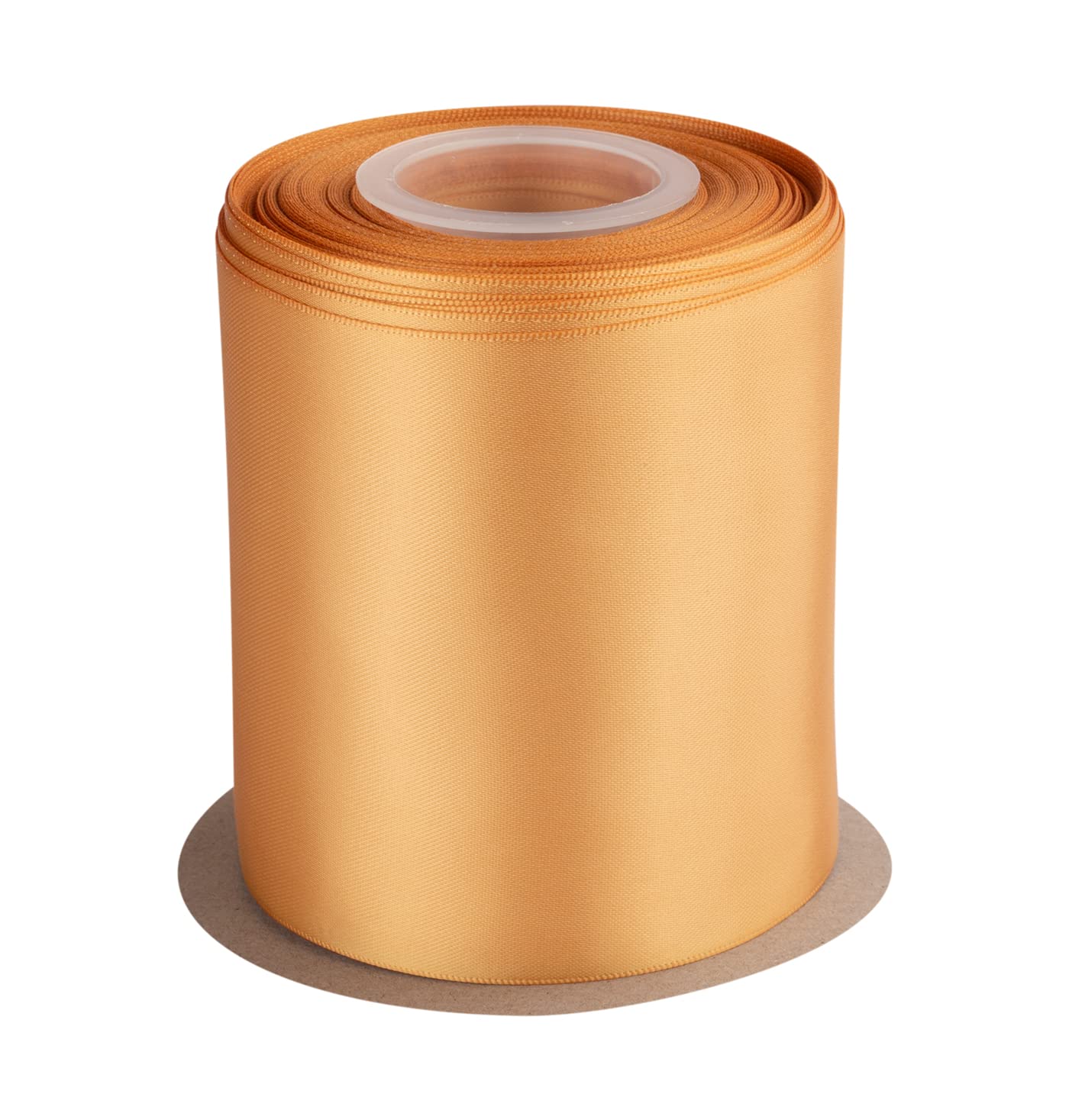 Double Faced Satin Ribbon, 100mm X 22M, Solid Polyester Craft Ribbon, Perfect for Gift Wrapping, Crafts, Wedding Party Ceremony Decoration, Floral Arrangement, Sewing (Old Gold) — image 1