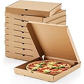 Fullhawl 10 Pcs Pizza Boxes 18" x 18" Brown Corrugated Pizza Box, Grease Resistant Kraft Takeout Containers Packing Boxes for Homemade Cake, Cookies, Restaurant, Shipping Use, Food and Crafts