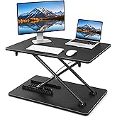 Standing Desk Converter Adjustable, 25.16" x 15.75" Sit Stand Desk Riser | Ultra Slim Desktop Riser Doubles as a Keyboard Stand, Helps Ease Neck, Shoulder and Back Fatigue from Prolonged Sitting