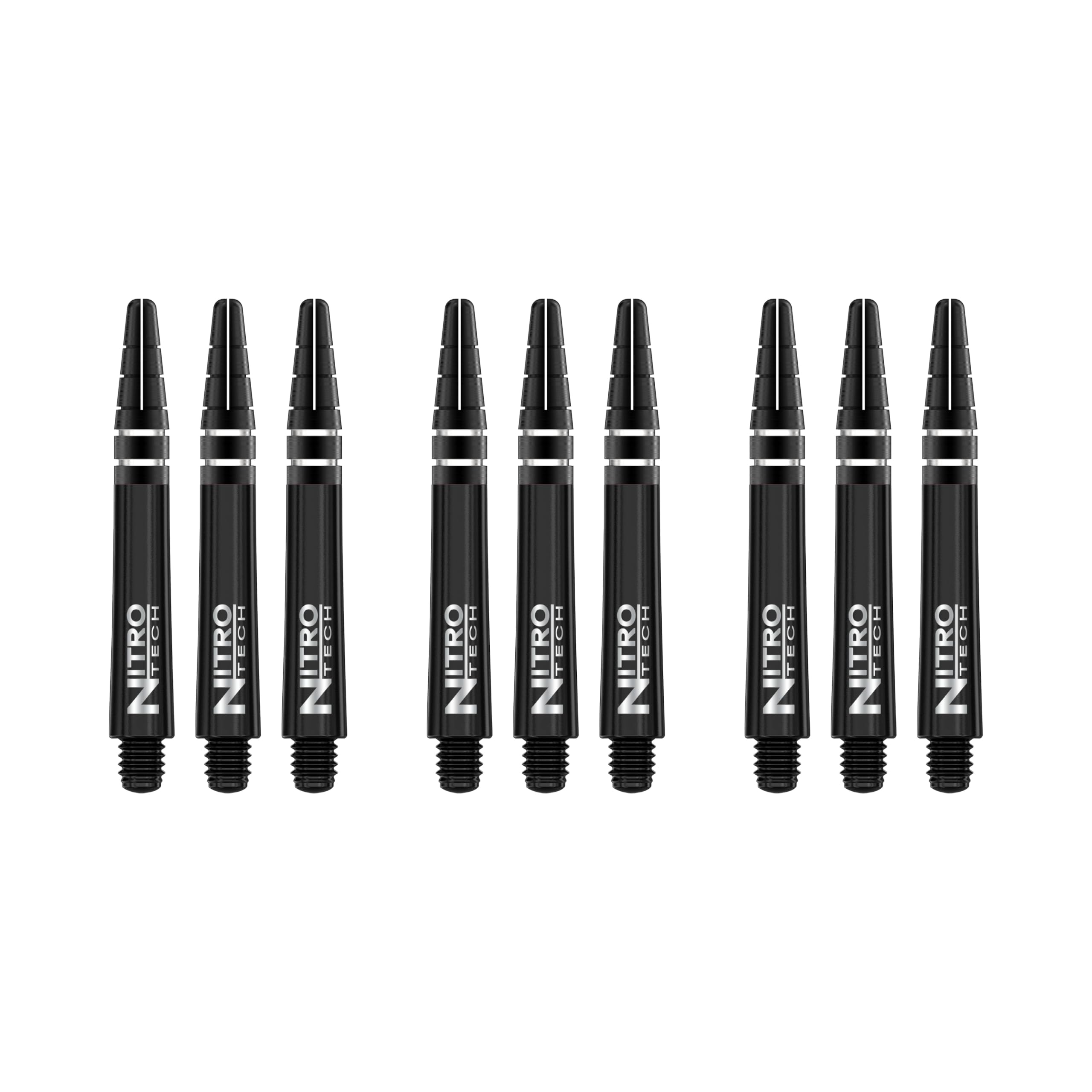RED DRAGON Nitrotech Short Stems - Solid Black - 3 sets per pack (9 Stems in total)