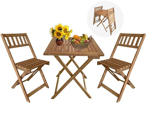 BLKMTY Patio Bistro Set 3-Piece Outdoor Patio Furniture Sets Folding ...