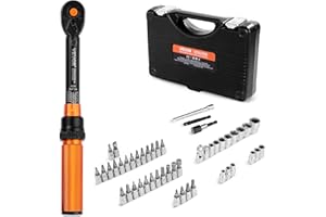 VEVOR 50Pcs Torque Wrench Set, 1/4 Inch Drive, 20-240IN.LB(2.3-27.1Nm), 72-Tooth Inch Pound Click Torque Wrench with Bit Sockets, Adapters, for MTB, E-Bike, Motorcycle