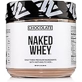 NAKED Chocolate Whey 1LB - All Natural Grass Fed Whey Protein Powder, Organic Cacao, and Coconut Sugar - No GMO, No Soy, and Gluten Free, Aid Growth and Recovery - 12 Servings
