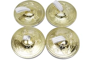 BONBALLOON Brass Belly Dance Dancing Finger Zills Cymbals Sagats Professional Dancer Costume Elastic Finger Loops Arabesque Egyptian Egypt Oriental Dancing Musical Instrument Accessories 2 Pairs / 4 Pcs Golden