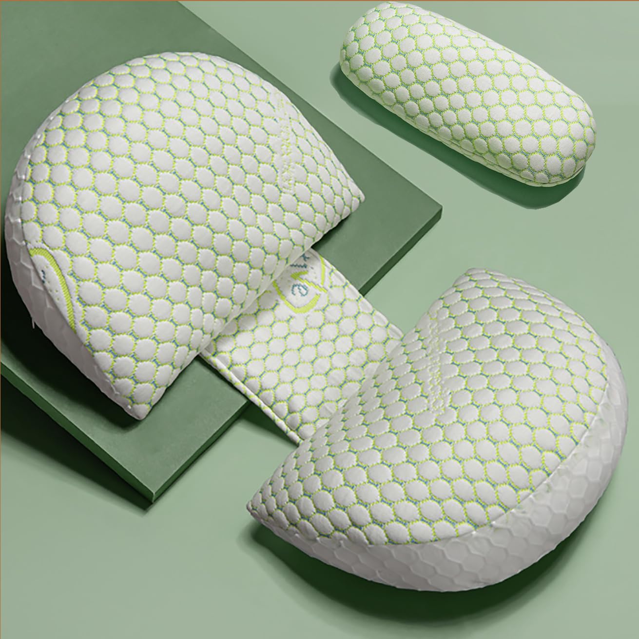 Lighterday U Shaped Pregnancy Pillow for Sleeping,Adjustable Wedge Maternity Pillow,Detachable Maternity Pillow for Pregnant Women,Body Support Pillow for Back,HIPS,Legs (Green)