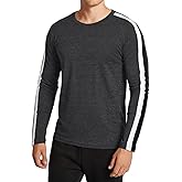 Decrum Plain Long Sleeve T Shirt Men - Casual Striped Mens Crew Neck T Shirts Soft Full Sleeves Fashion Tees